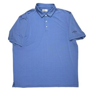 Callaway Golf Polo Shirt XXL‎ Blue Striped Performance Stretch Preppy Activewear